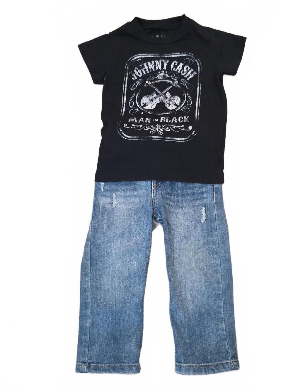 Levi's Toddler Jeans and Johnny Cash Man in Black T-Shirt Set